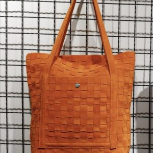 Capri Leather Shopper ~ Orange Braided
