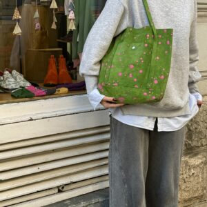 Capri Leather Shopper ~ Green Pink