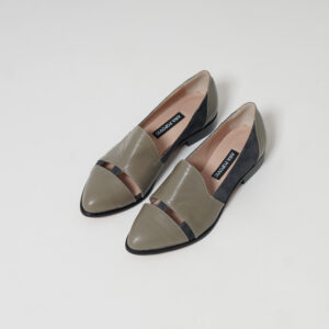 olive dark grey leather peekaboo sandals handmade