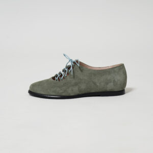 olive suede lace up ballet flats handmade