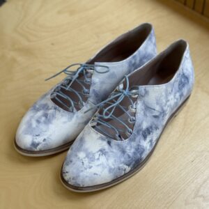 Allegra ~ Cloud Blue Leather Lace-up Flats